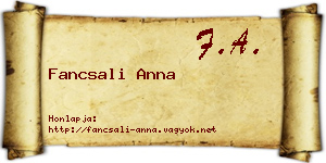 Fancsali Anna névjegykártya